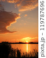 石川県小松市の木場潟からの夕日（秋） 119787696