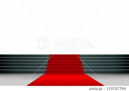 Red carpet on the stairs with steps. Red carpet on the stairs with steps. 119787769