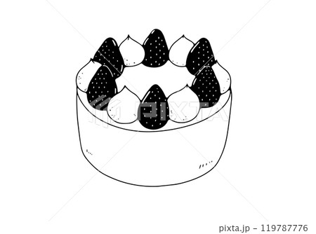 シンプルなショートケーキの線画 119787776