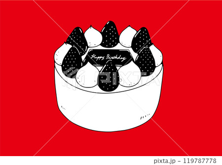 バースデープレートの乗ったショートケーキのイラスト バースデープレートの乗ったショートケーキのイラスト 119787778