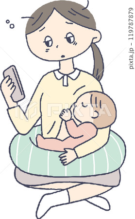 授乳中の疲れたお母さん 授乳中の疲れたお母さん 119787879