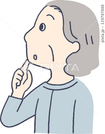 考え事をするシニア女性の横顔 考え事をするシニア女性の横顔 119787888