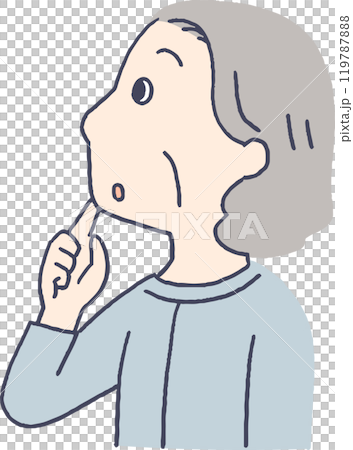 考え事をするシニア女性の横顔 考え事をするシニア女性の横顔 119787888