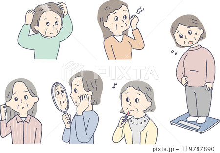 シニア女性のライフスタイルセット シニア女性のライフスタイルセット 119787890