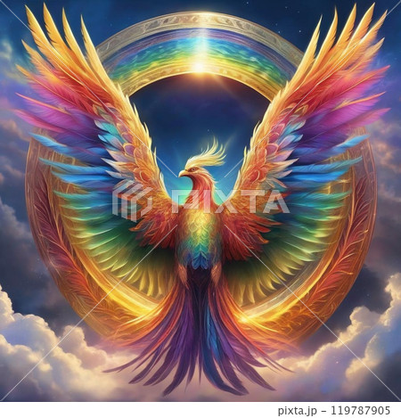 虹色に輝く鳳凰のイラスト素材 [119787905] - PIXTA