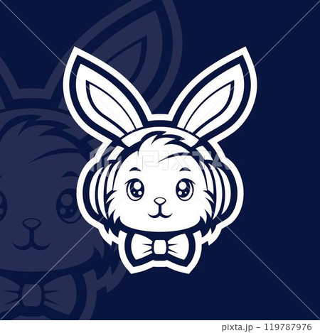 Cute bunny with headphone mascot esport logo character Cute bunny with headphone mascot esport logo character 119787976