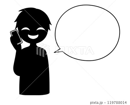 スマホで話す悪人と吹き出しの危険な話をするイメージの素材 スマホで話す悪人と吹き出しの危険な話をするイメージの素材 119788014