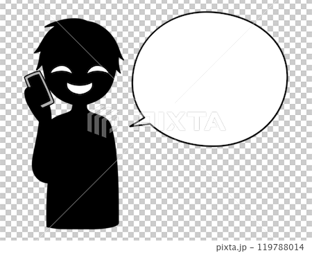 スマホで話す悪人と吹き出しの危険な話をするイメージの素材 スマホで話す悪人と吹き出しの危険な話をするイメージの素材 119788014