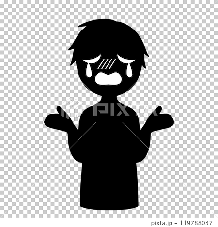 哭泣的小人形象黑色剪影人物素材 哭泣的小人形象黑色剪影人物素材 119788037
