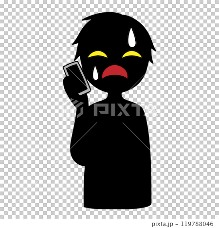 Black silhouette of a villain talking on a smartphone Black silhouette of a villain talking on a smartphone 119788046