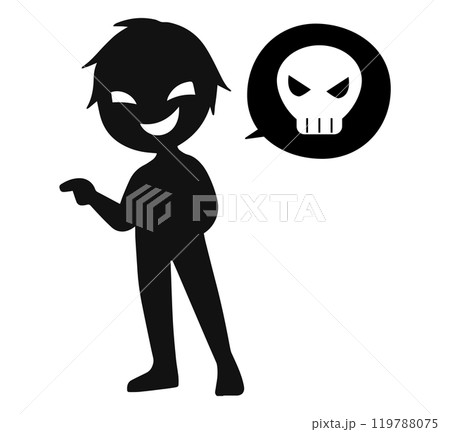 悪人とドクロマークの危険な話をするイメージの素材 悪人とドクロマークの危険な話をするイメージの素材 119788075