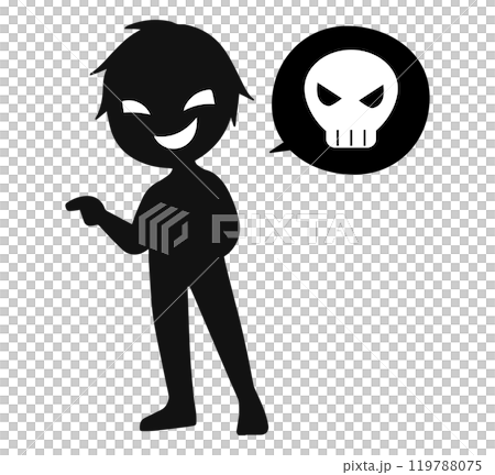 悪人とドクロマークの危険な話をするイメージの素材 悪人とドクロマークの危険な話をするイメージの素材 119788075