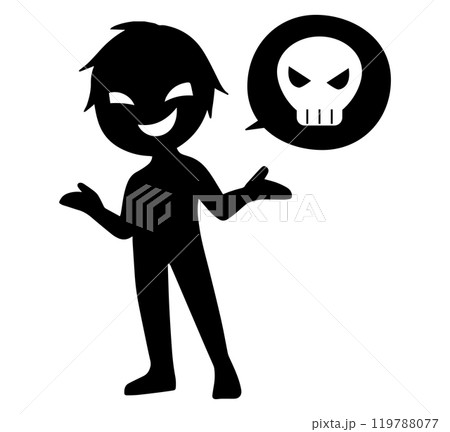 悪人とドクロマークの危険な話をするイメージの素材 悪人とドクロマークの危険な話をするイメージの素材 119788077