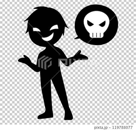 悪人とドクロマークの危険な話をするイメージの素材 悪人とドクロマークの危険な話をするイメージの素材 119788077