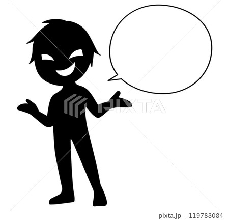 悪人と吹き出しの危険な話をするイメージの素材 悪人と吹き出しの危険な話をするイメージの素材 119788084