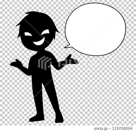 悪人と吹き出しの危険な話をするイメージの素材 悪人と吹き出しの危険な話をするイメージの素材 119788084