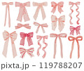 さまざまな形のかわいいピンクのリボン 119788207