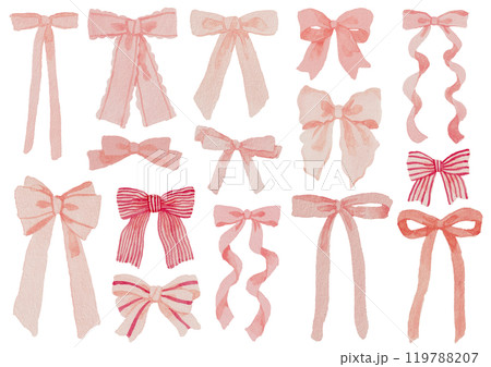 さまざまな形のかわいいピンクのリボン 119788207