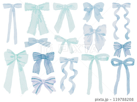 さまざまな形のかわいい水色のリボン 119788208
