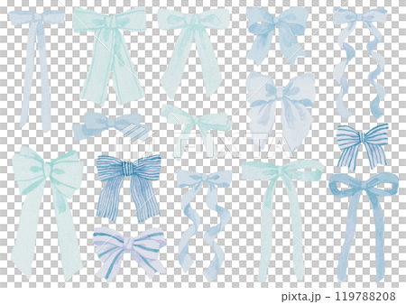 さまざまな形のかわいい水色のリボン 119788208