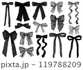 さまざまな形のかわいいブラックのリボン 119788209