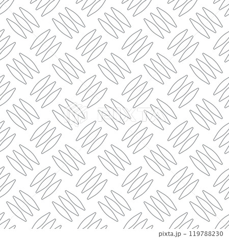 Diamond plate metal seamless pattern. Diamond structure texture. Metal construction background. Geometric diagonal tread stainless floor. Vector illustration isolated on white background 119788230