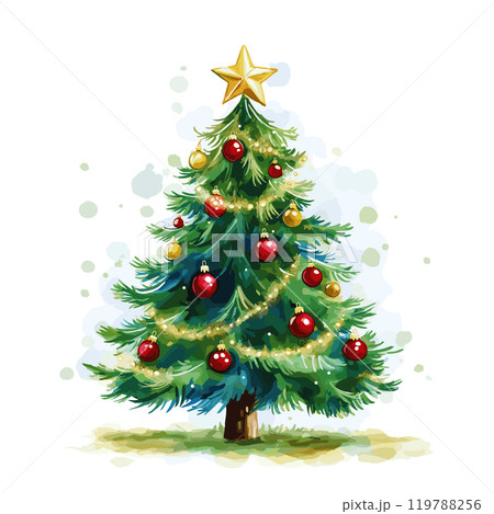 Christmas tree watercolor design Christmas tree watercolor design 119788256