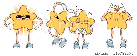 Cheerful groovy star mascots Cheerful groovy star mascots 119788270