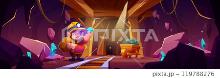 Mine cave with crystal treasure game background 119788276
