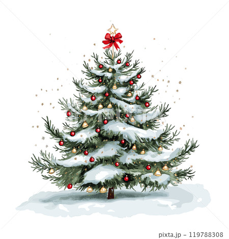 Christmas tree watercolor design 119788308