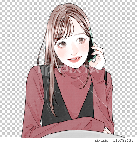 スマホで電話している女性 119788536