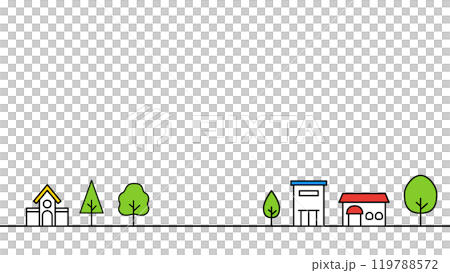 シンプルな街並みの風景素材 ベクター シンプルな街並みの風景素材 ベクター 119788572