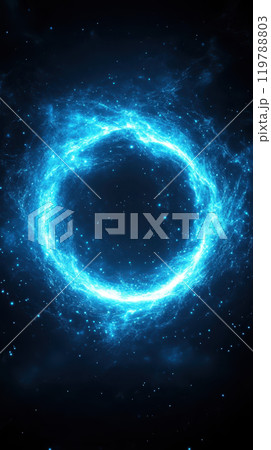 mesmerizing blue energy ring glows against dark cosmic background, creating captivating visual effect that evokes sense of wonder and mystery mesmerizing blue energy ring glows against dark cosmic background, creating captivating visual effect that evokes sense of wonder and mystery 119788803