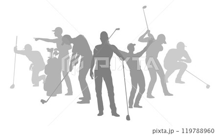 Golfers Golfing Silhouette Golf People Silhouettes 119788960