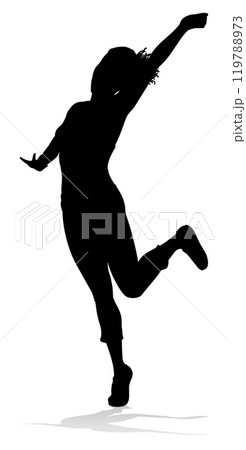 Happy Woman Joy Pose Silhouette Person 119788973