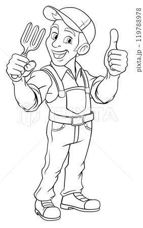 Gardener Cartoon Garden Tool Man Farmer Mascot 119788978