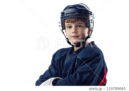 Ice hockey player on transparent background. AI-generated item 119789065