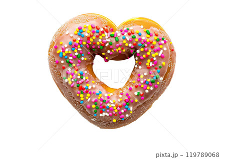 Heart shaped donut on a transparent background. AI-generated item Heart shaped donut on a transparent background. AI-generated item 119789068