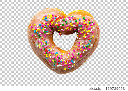 Heart shaped donut on a transparent background. AI-generated item Heart shaped donut on a transparent background. AI-generated item 119789068