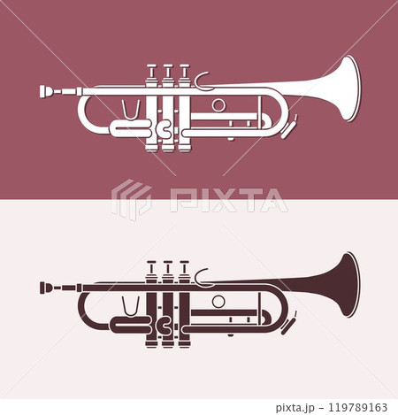 Trumpet Orchestra Instrument Cartoon Music Graphic Vector 119789163