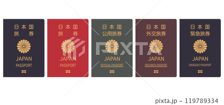 パスポートのイラストセット パスポートのイラストセット 119789334