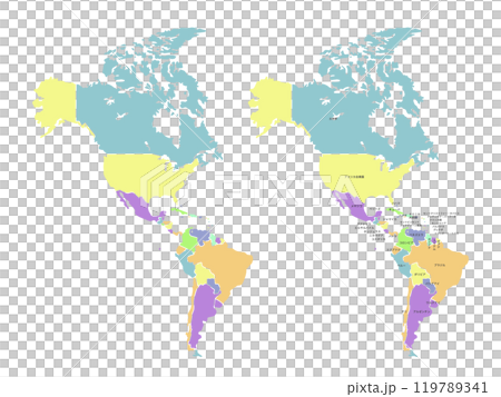 Americas colored map_pastel set Americas colored map_pastel set 119789341