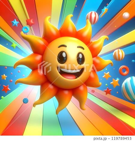 Fun and creative digital art of the sun. 119789453