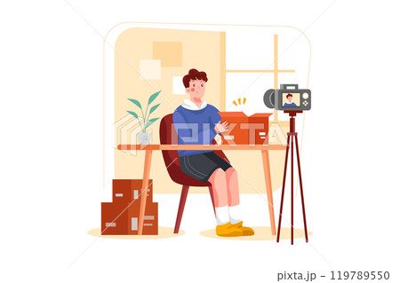 Vlogger doing a shopping overview 119789550