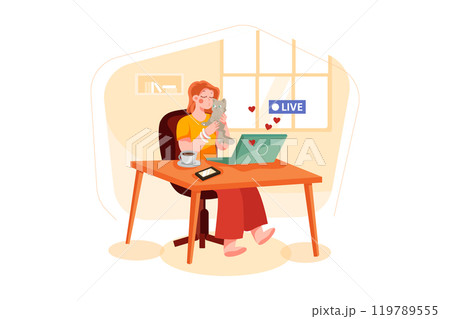 Influencer girl vlog broadcasting 119789555