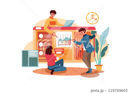 Friendly collaboration in teamwork 119789605