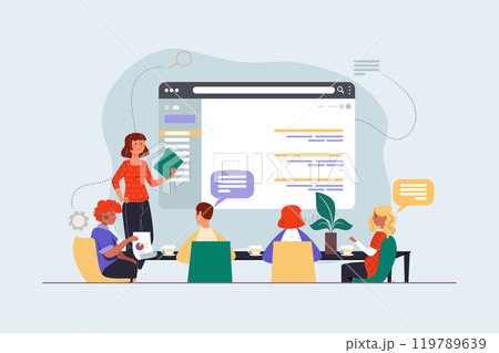 Business conference room with people managers working team Business conference room with people managers working team 119789639