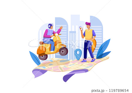 Driver Booking Illustration Concept Driver Booking Illustration Concept 119789654