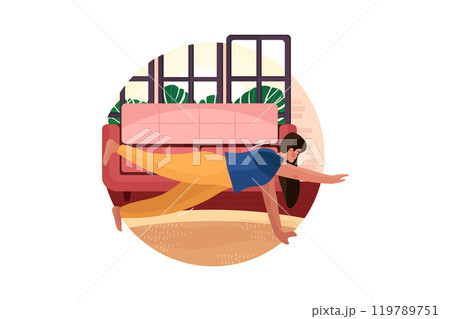 Woman doing a one-legged push up on the floor Woman doing a one-legged push up on the floor 119789751