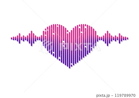 Sound wave heart icon isolated on white background. Love music equalizer. Vector illustration 119789970